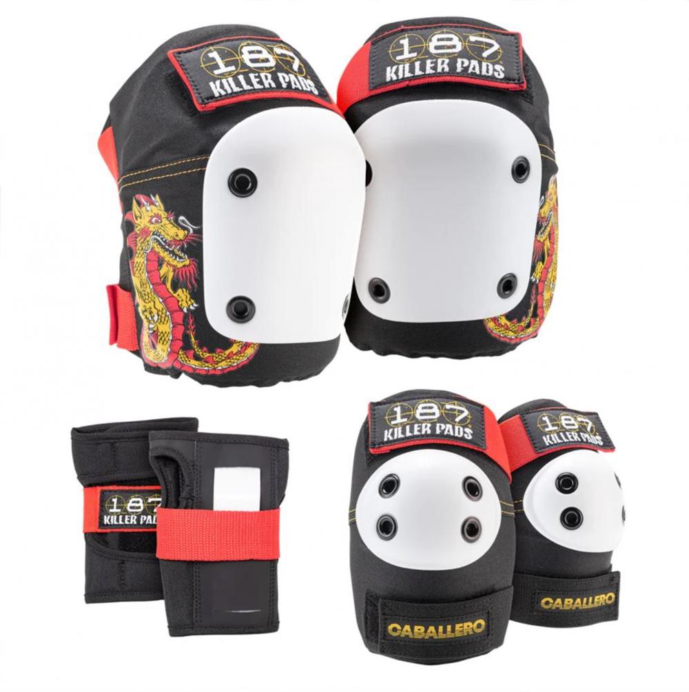 Jr_Six_Pack_Set_Caballero_Black_Red_Gold_187_Killer_Pads skateboard